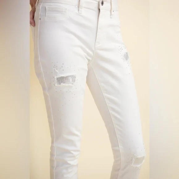 Joseph Ribkoff Cream Cropped Jeans - Picture 2 of 5